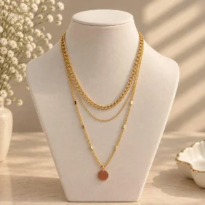 Triple Layer Gold-Tone Chain Necklace
