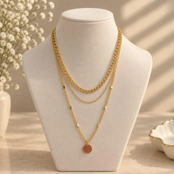 1 Triple Layer Gold-Tone Chain Necklace