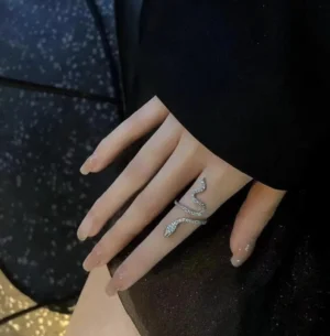 IKIKATA Crystal Pave Snake Wrap Ring