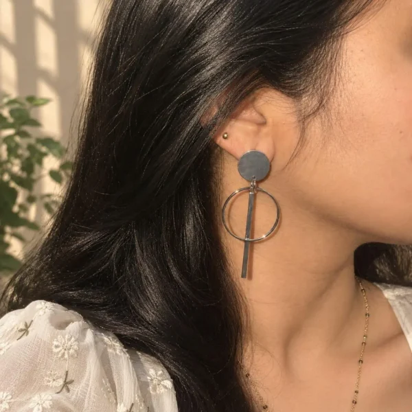 IKIKATA Geo Circle & Bar Drop Earrings