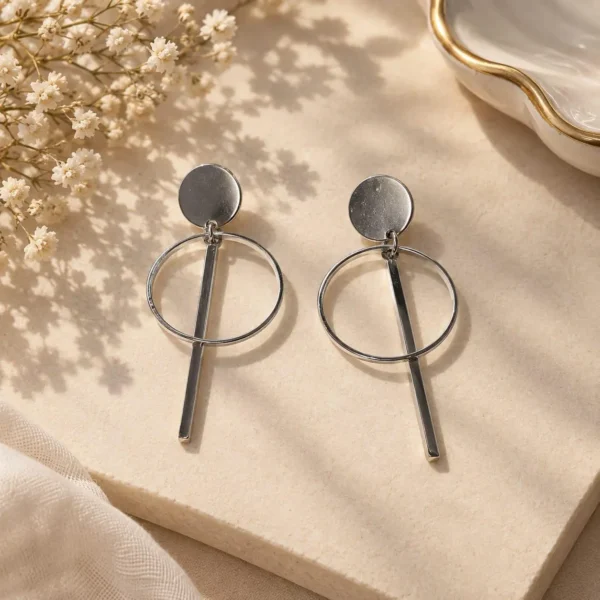 IKIKATA Geo Circle & Bar Drop Earrings