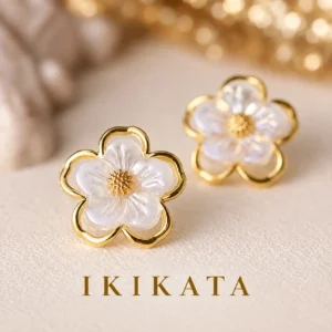 Moonlit Blossom Gold Stud Earring3 IKIKATA Moonlit Blossom Gold Stud Earrings