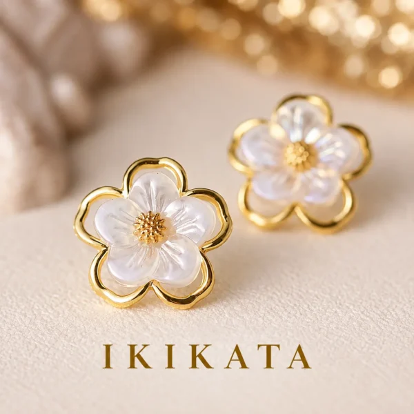 Moonlit Blossom Gold Stud Earring3 IKIKATA Moonlit Blossom Gold Stud Earrings