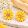 Sunny Yellow Floral Earrings (1) Petal Daisy Stud Earrings
